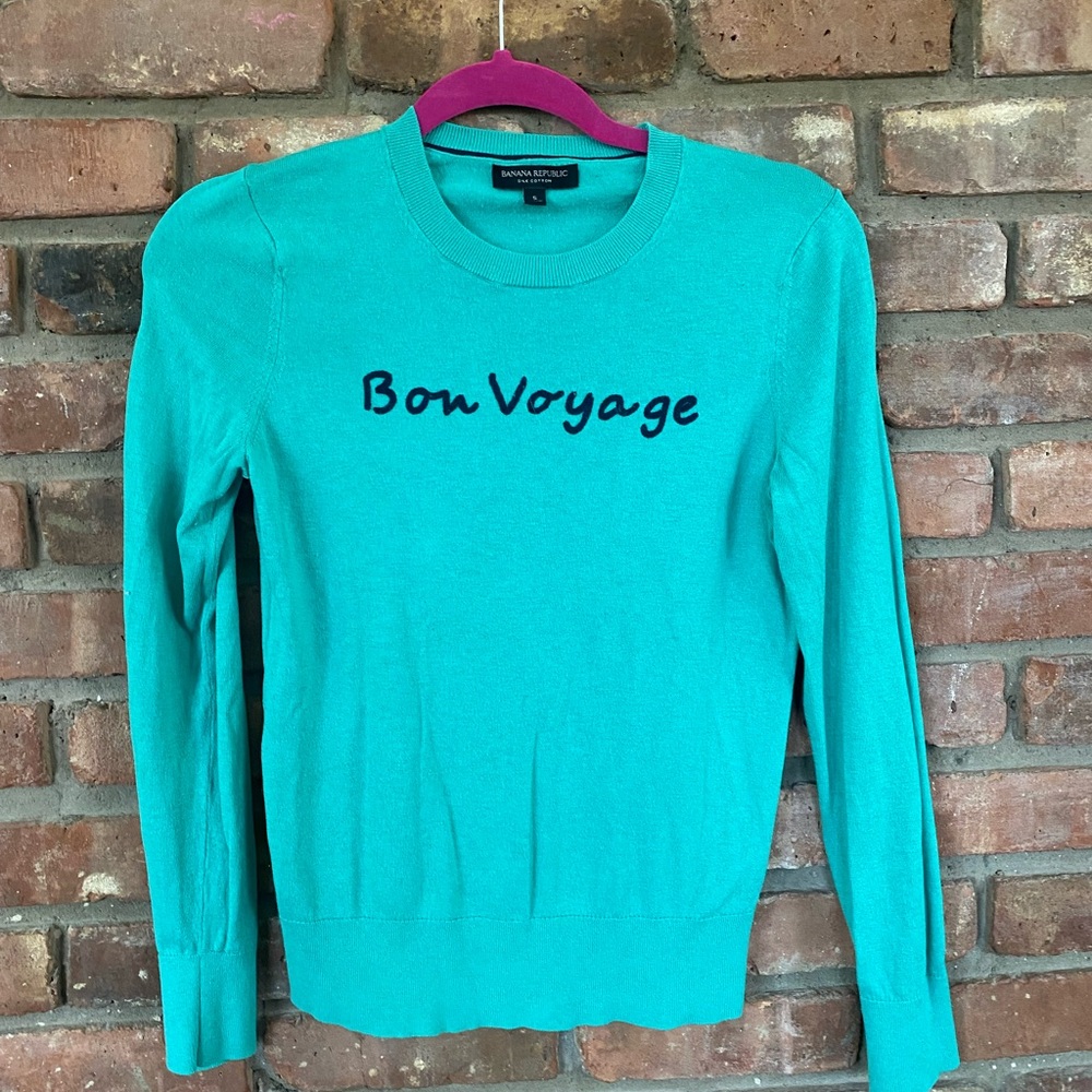 Banana Republic Teal Crewneck Cotton Sweater - Small